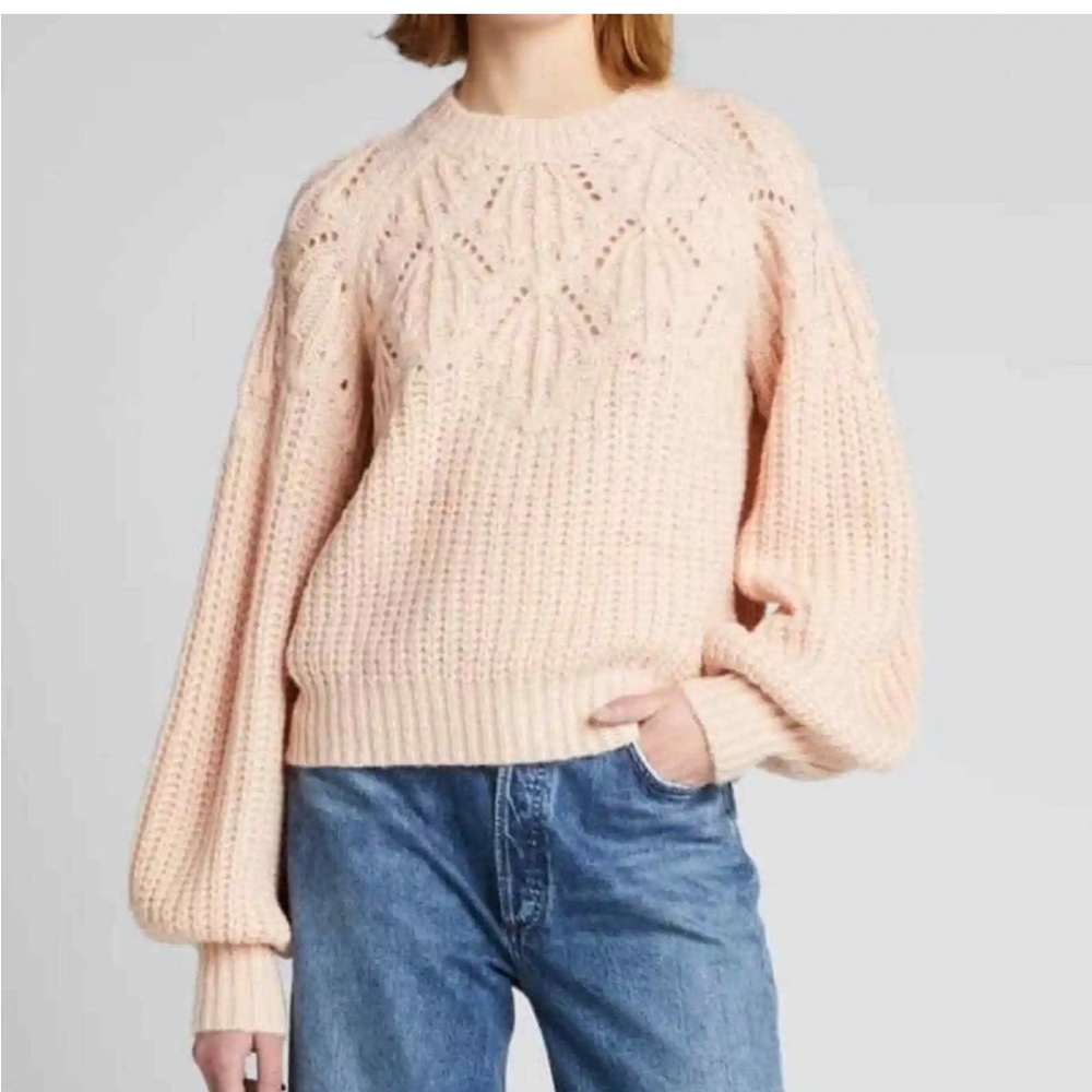 THE GREAT The Frond Pullover Pink Crewneck Sweater Women's Size Medium